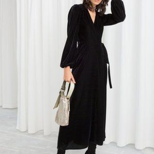 & Other Stories | Black Velvet Wrap Dress | sz 4